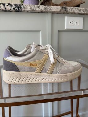 Gola Women's Cream, Yellow & Gray Suede Retro Sneaker
